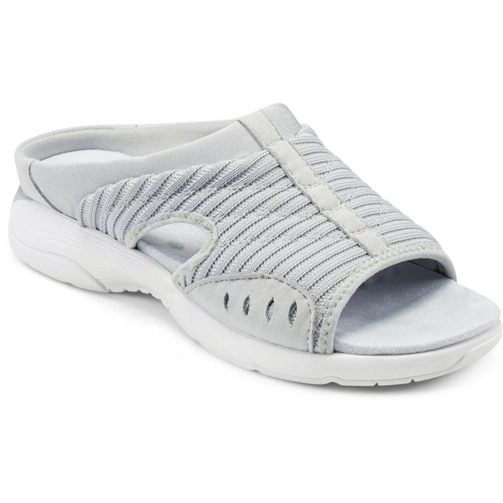 Easy Spirit Womens Traciee 2 Gray Memory Foam Slip On Wedge Sandals Shoes New
